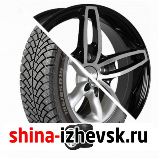 Колесо в сборе BF Goodrich G Force Stud 205/55 R16 Q 94 + СКАД Турин 6.5xR16 5×114.3 ET50 DIA67.1 Черный глянцевый с полированной лицевой поверхностью в Ижевске